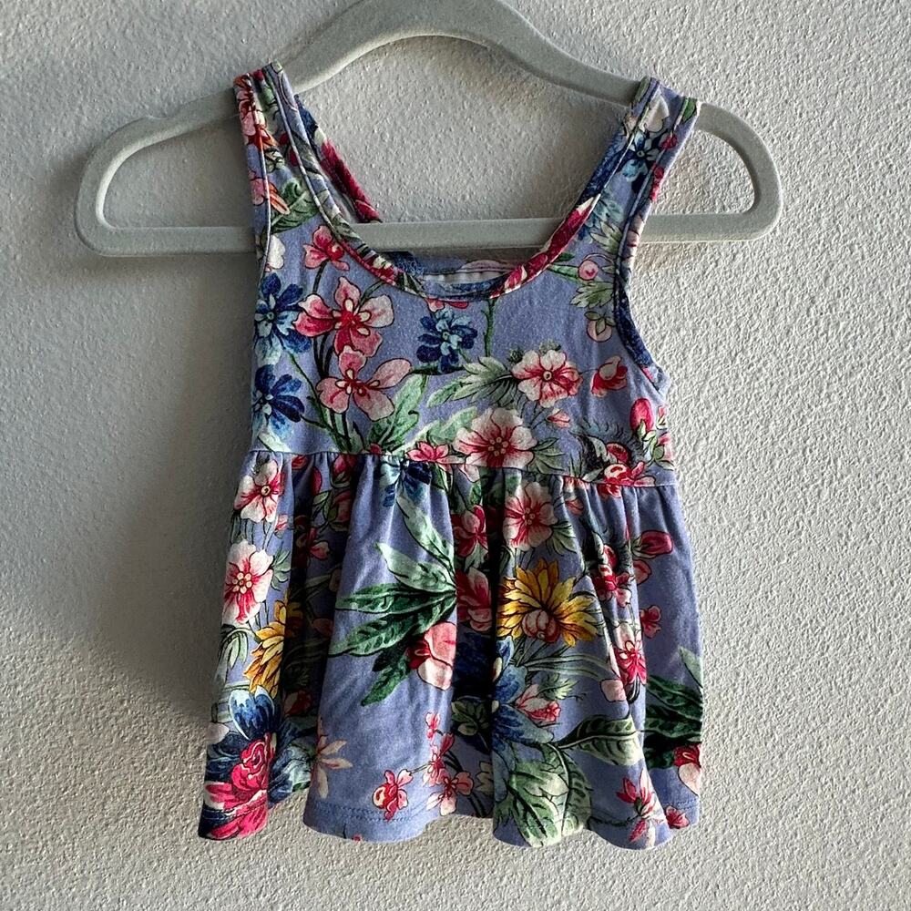 posh peanut floral purple top size 6-9 M